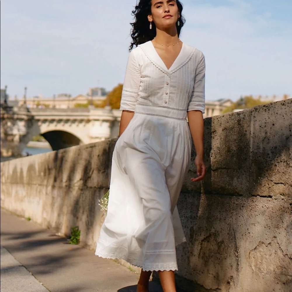 Cotton White Midi Dress